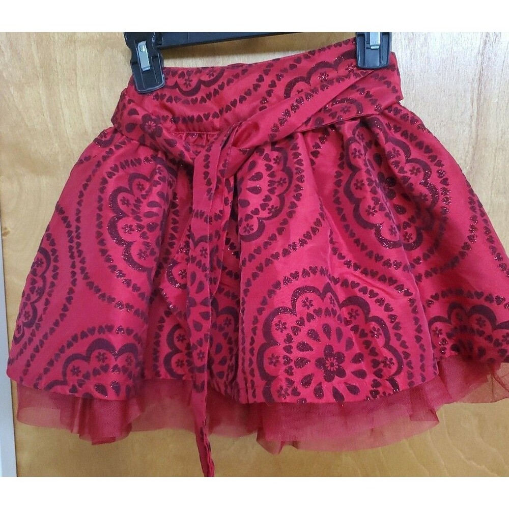 Girl's 3t The Children's Place skirt red sheer underlayment flitter flower skirt